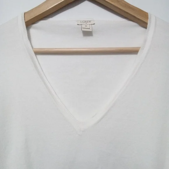 J. Crew White V-Neck Lightweight Pullover Sweater Size M - Picture 4 of 11